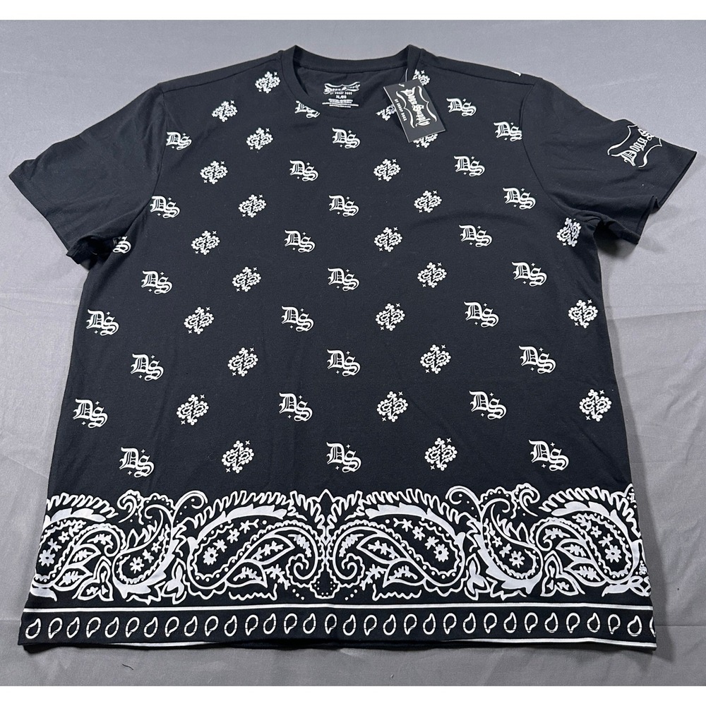 Dogg Supply Snoop Dogg Mens XL Black Bandana Paisley Monogram T-Shirt New